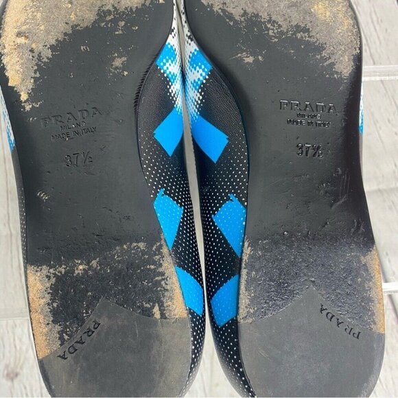 Prada Women's Black Graffiti Eye Pointed Toe Luxury Flat Shoe IT 37.5 / US 7 - Picture 12 of 13